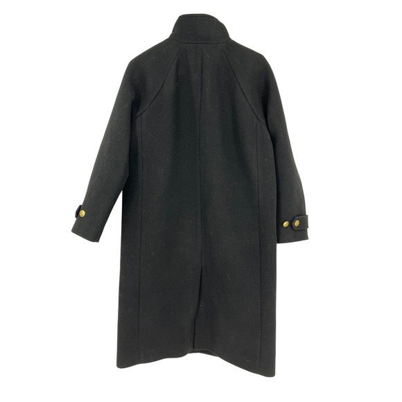 J.Crew Black Stadium Cloth Wool Cocoon Coat Italian Fabric Gold Buttons Size 2 - Picture 3 of 10